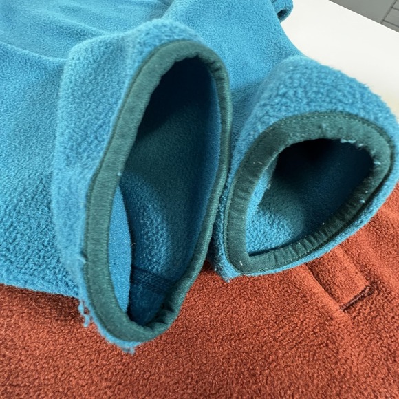 LL Bean Fleece Quarter‎ Zip Pullover Colorblock Blue Rust Men's Size L REG - Picture 5 of 12